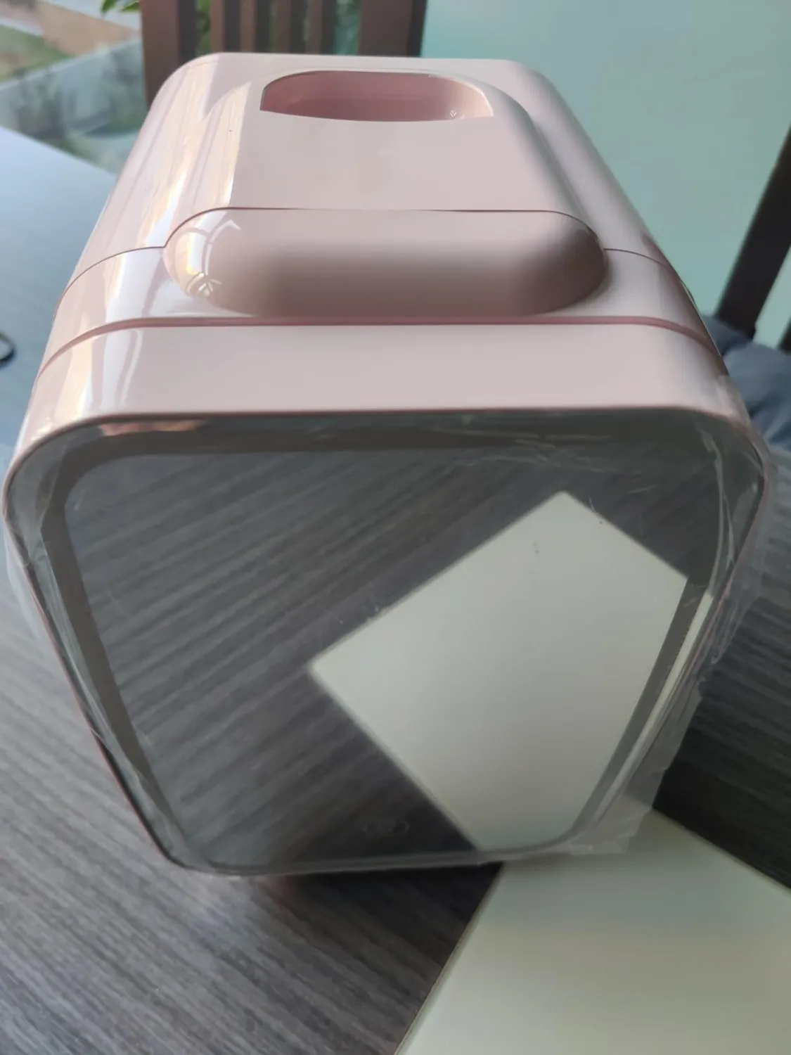 YASHE Mini Frigo 4L Rosa Specchio LED Freddo Caldo