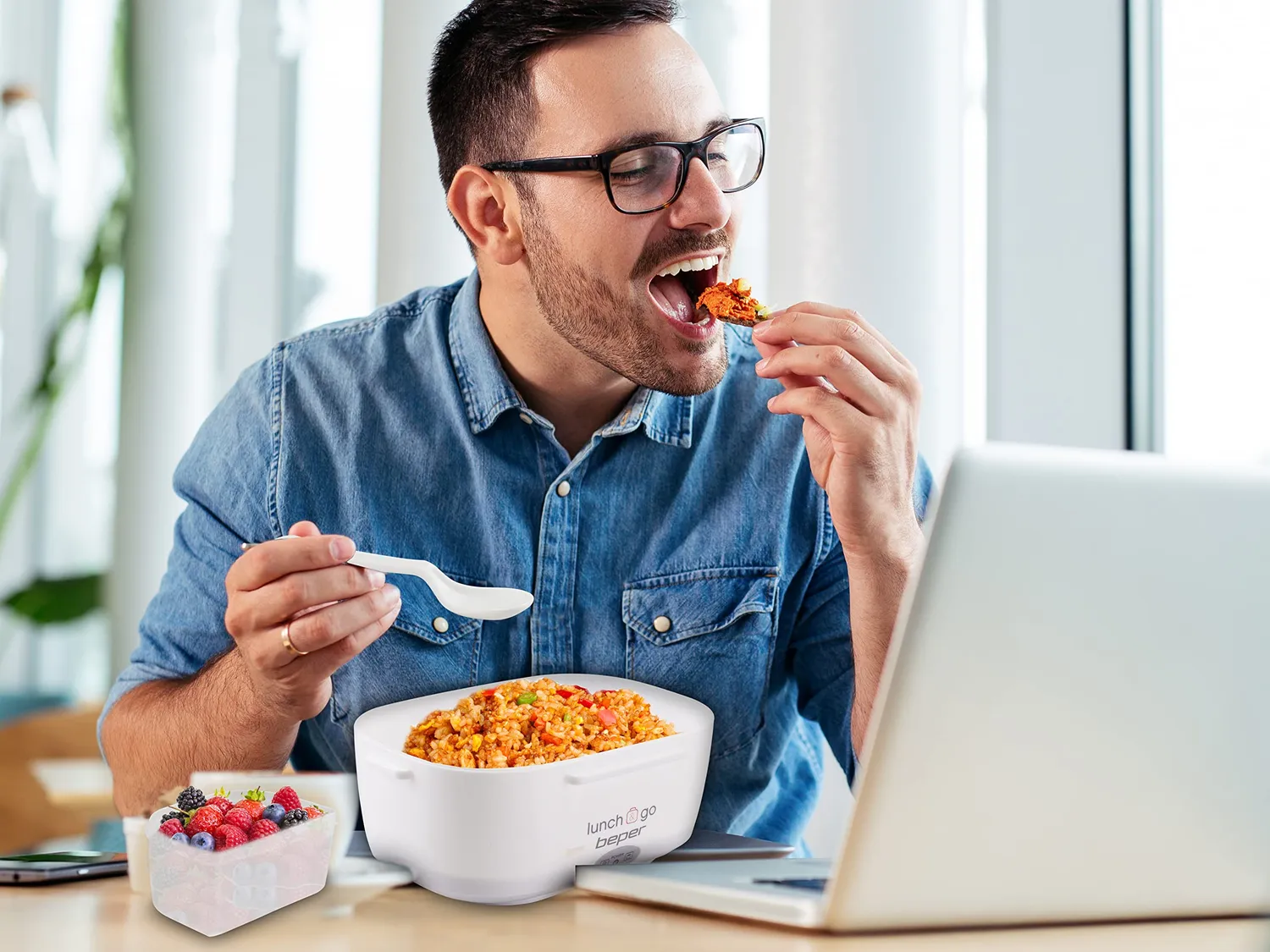 Beper Lunch & Go 90.920G scaldavivande elettrico giallo 2 contenitori