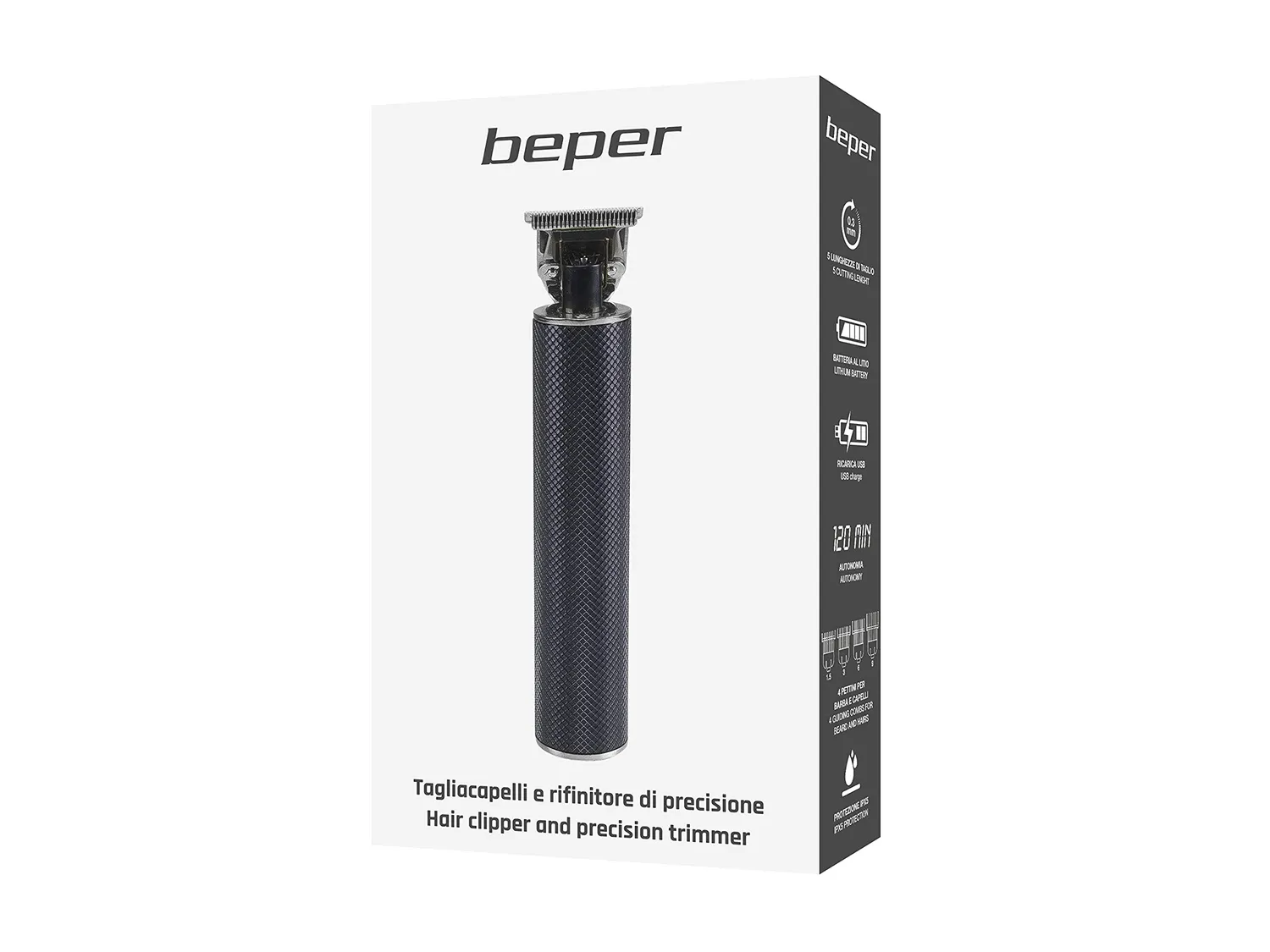 Beper tagliacapelli ricaricabile con 4 pettini IPX5