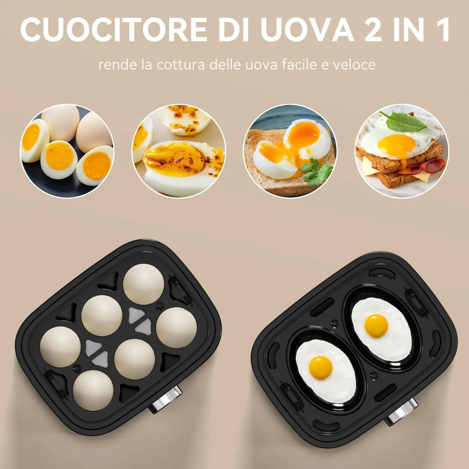 Yashe Cuociuova Elettrico 6 Uova 400W con Accessori