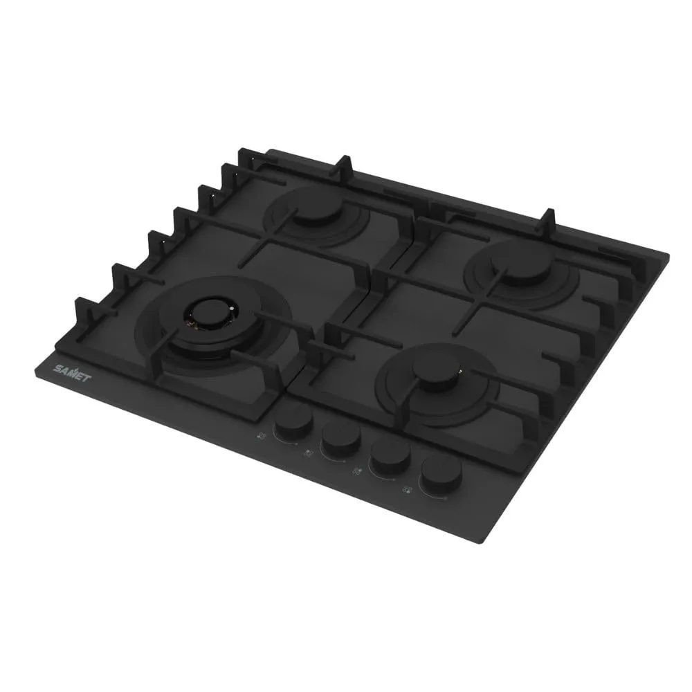 Samet Zacinto60 piano cottura gas 4 fuochi 60 cm vetro nero