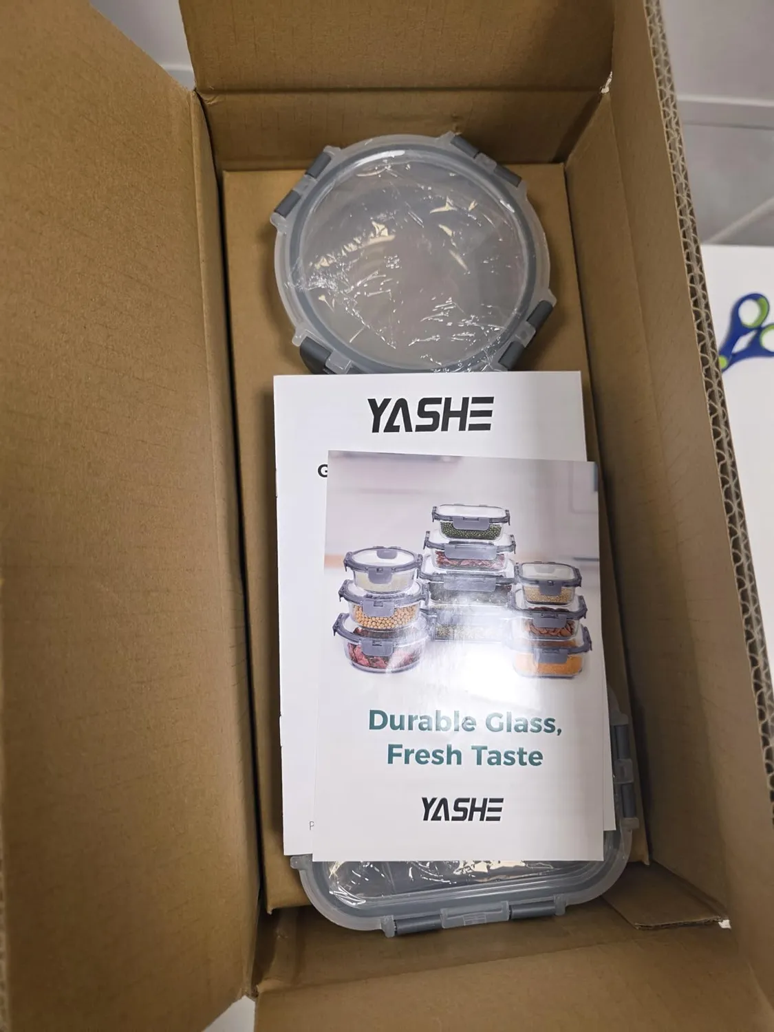 Yashe Set 12 Contenitori Vetro Alimenti Grigio Ermetici