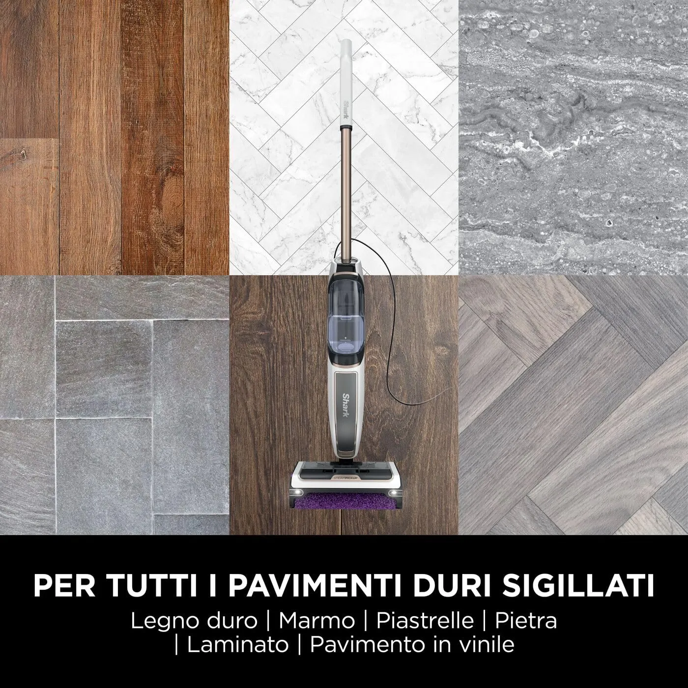 Shark SteamPickUp scopa vapore 3 in 1 bianca