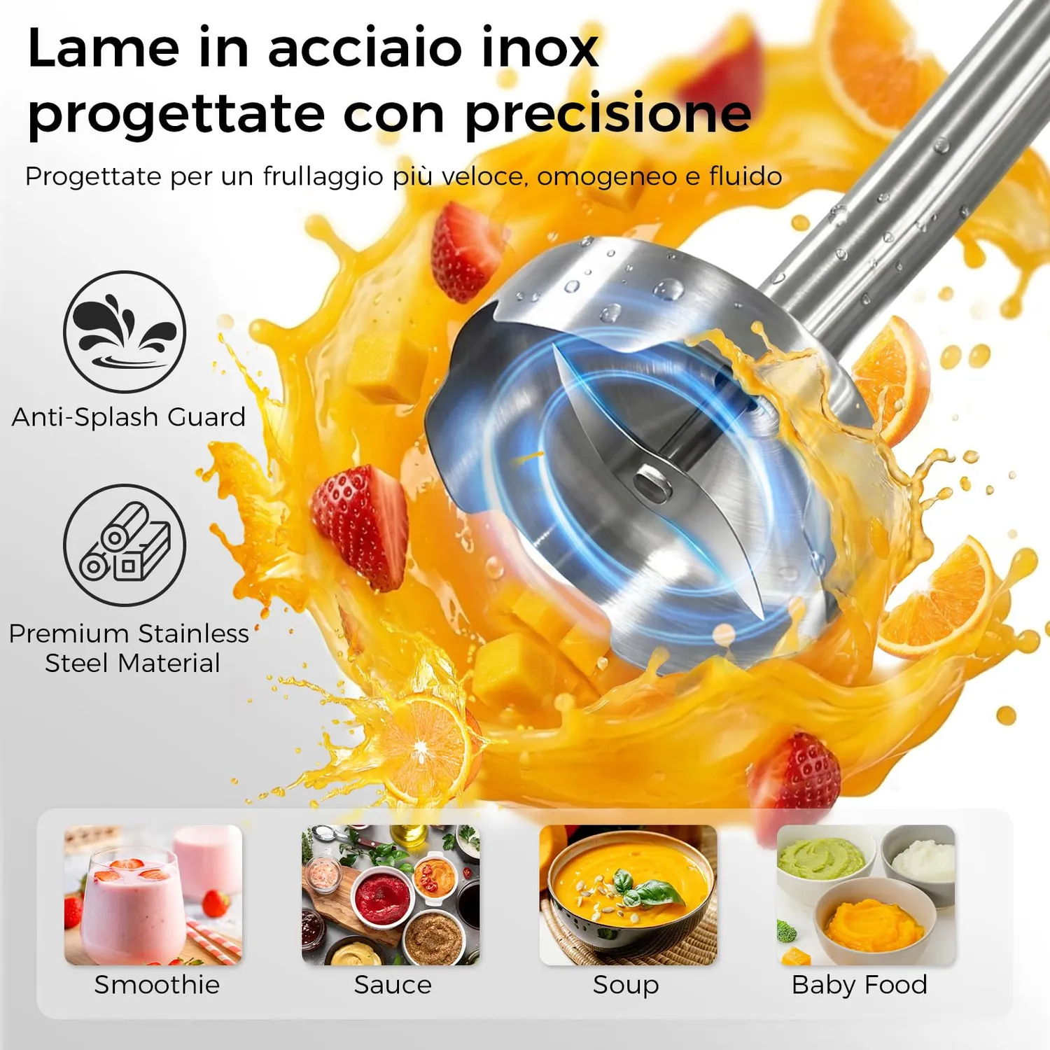 Yashe 1000W frullatore a immersione 5 in 1 con turbo
