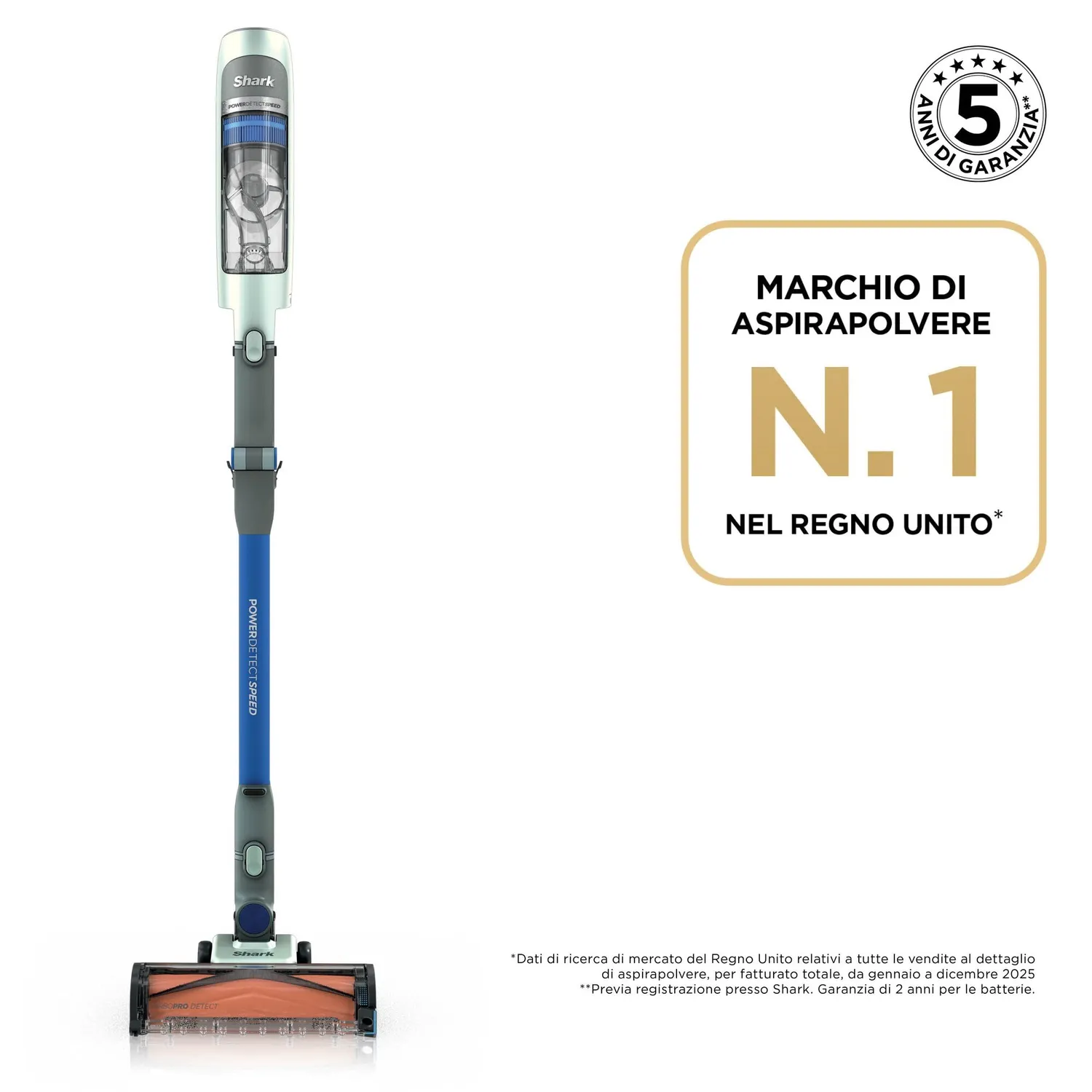 Shark PowerDetect Speed scopa senza filo salvia 60 min