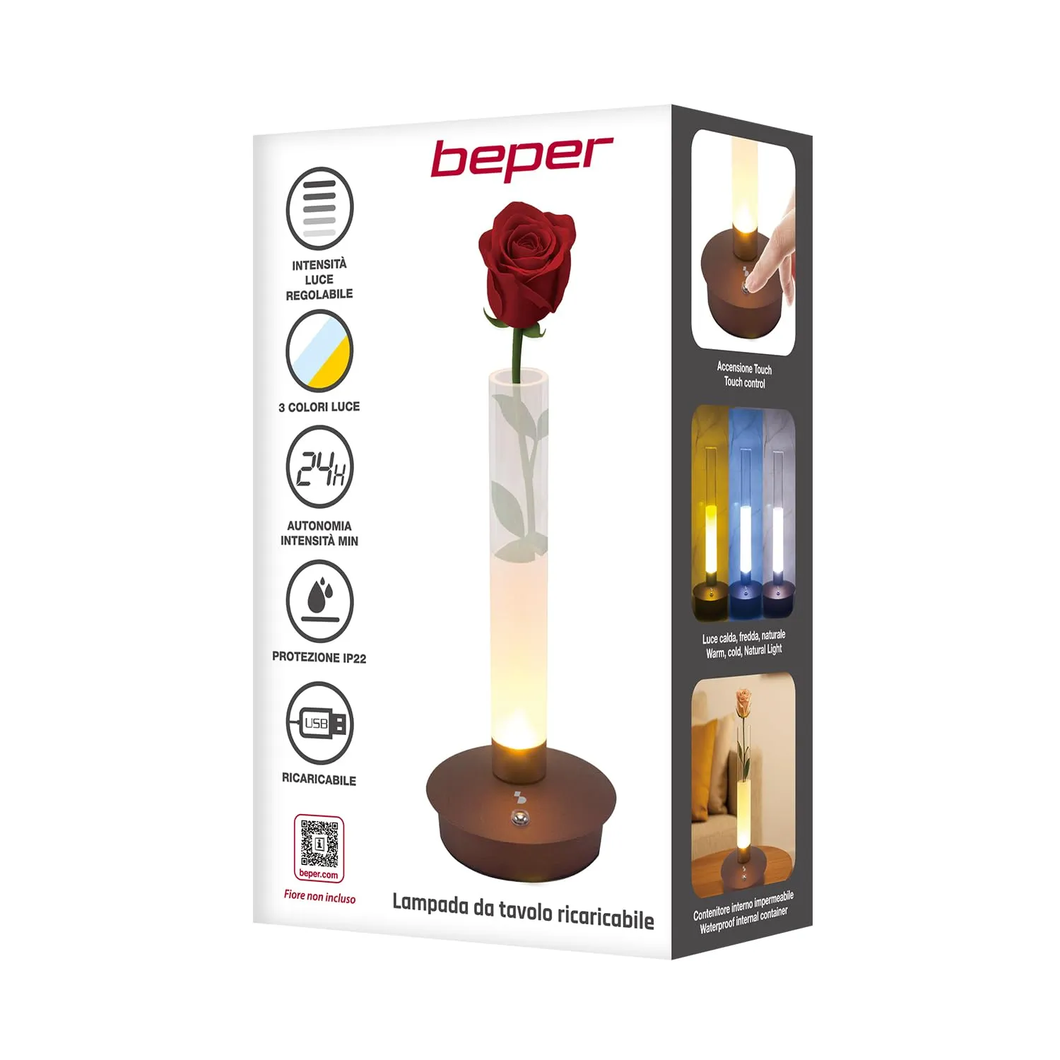 Beper P207ILI550 Flora Lampada tavolo vaso ricaricabile