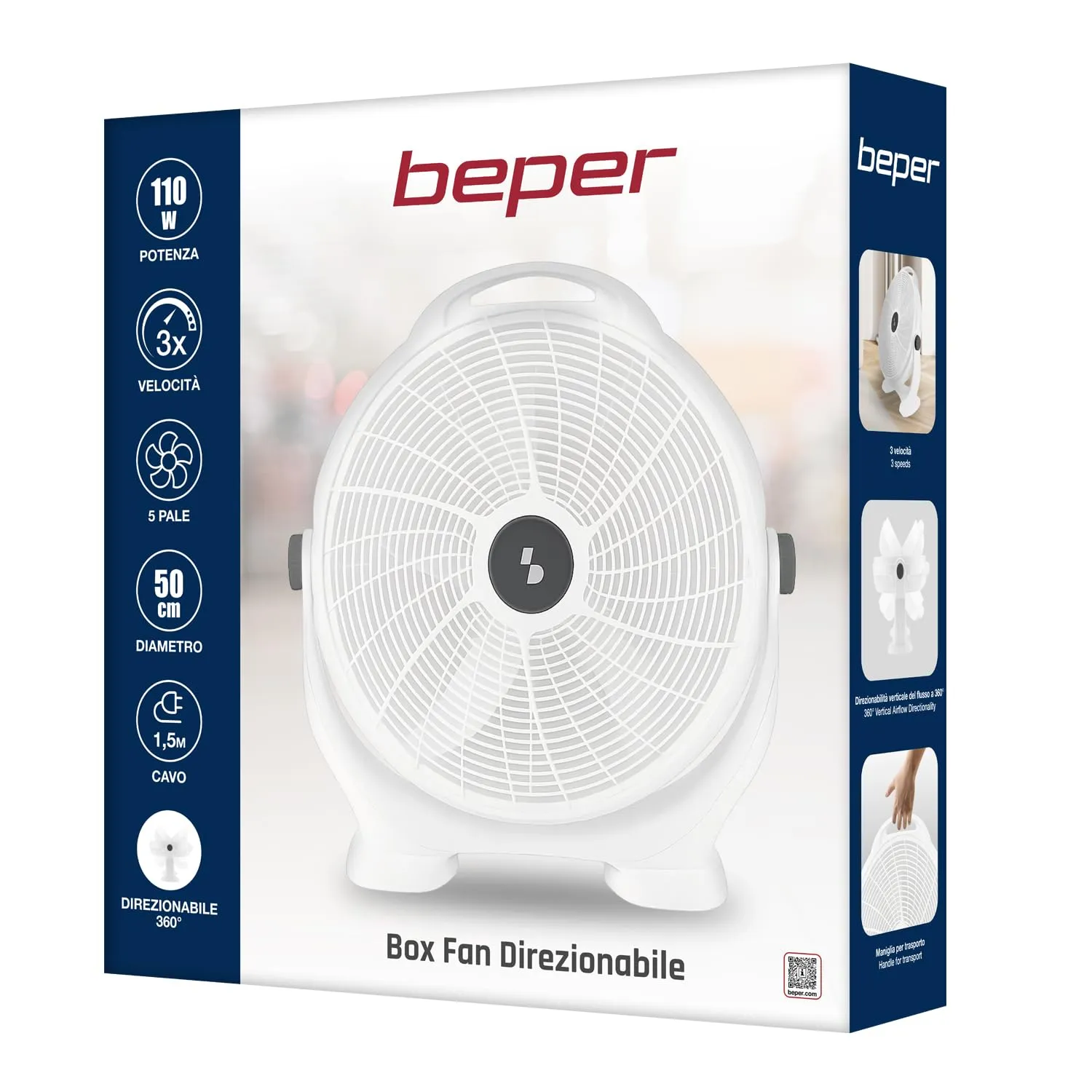 Beper P206VEN561 Ventilatore da Pavimento 360° 50 cm