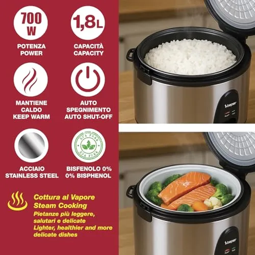 Beper Vaporé Max P101VAP020 cuociriso 1800g inox