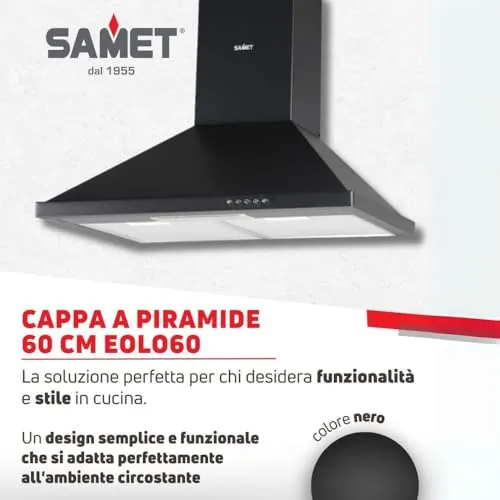 Samet Eolo60 cappa piramide 60 cm nera