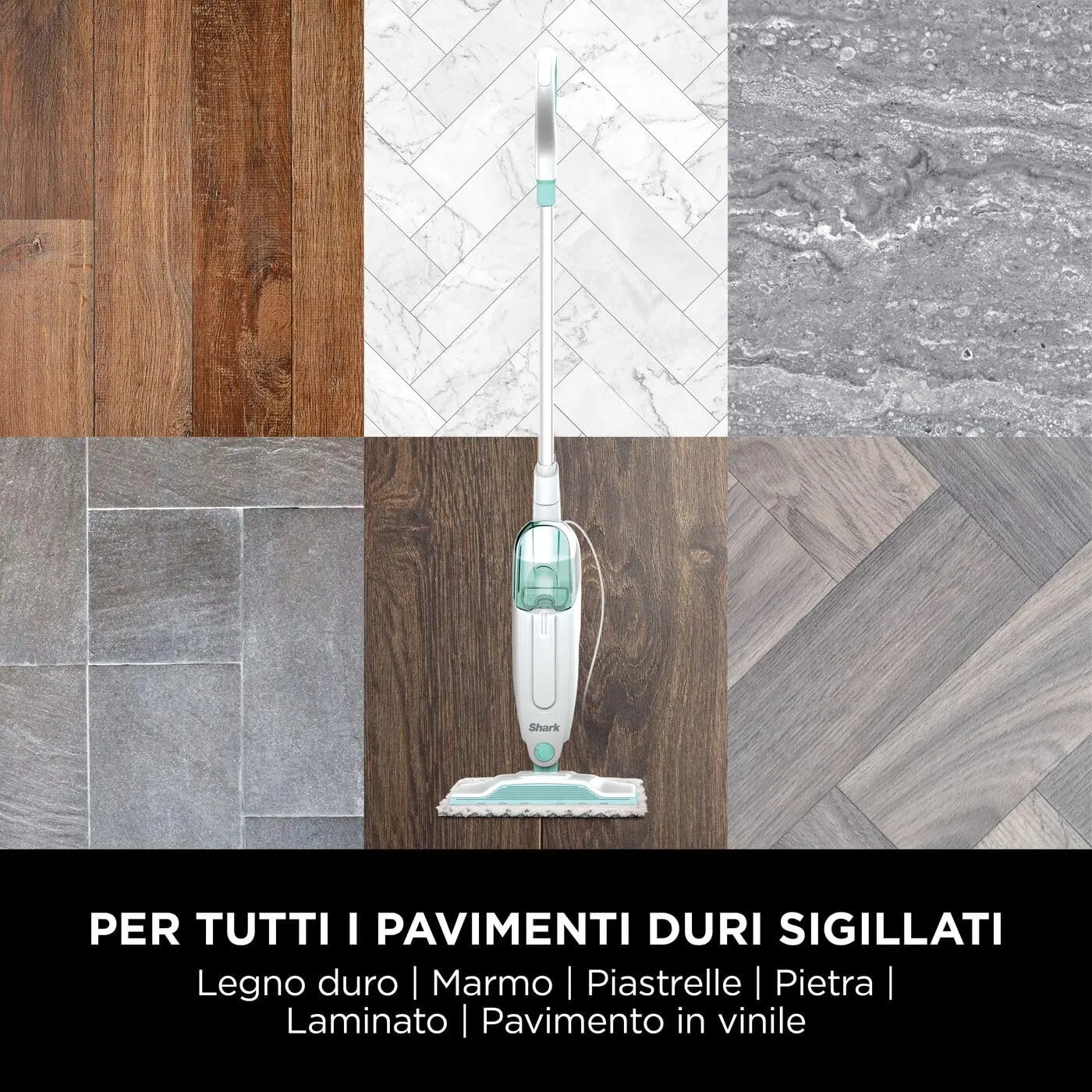 Shark Steam Mop S1000EU scopa a vapore bianca verde