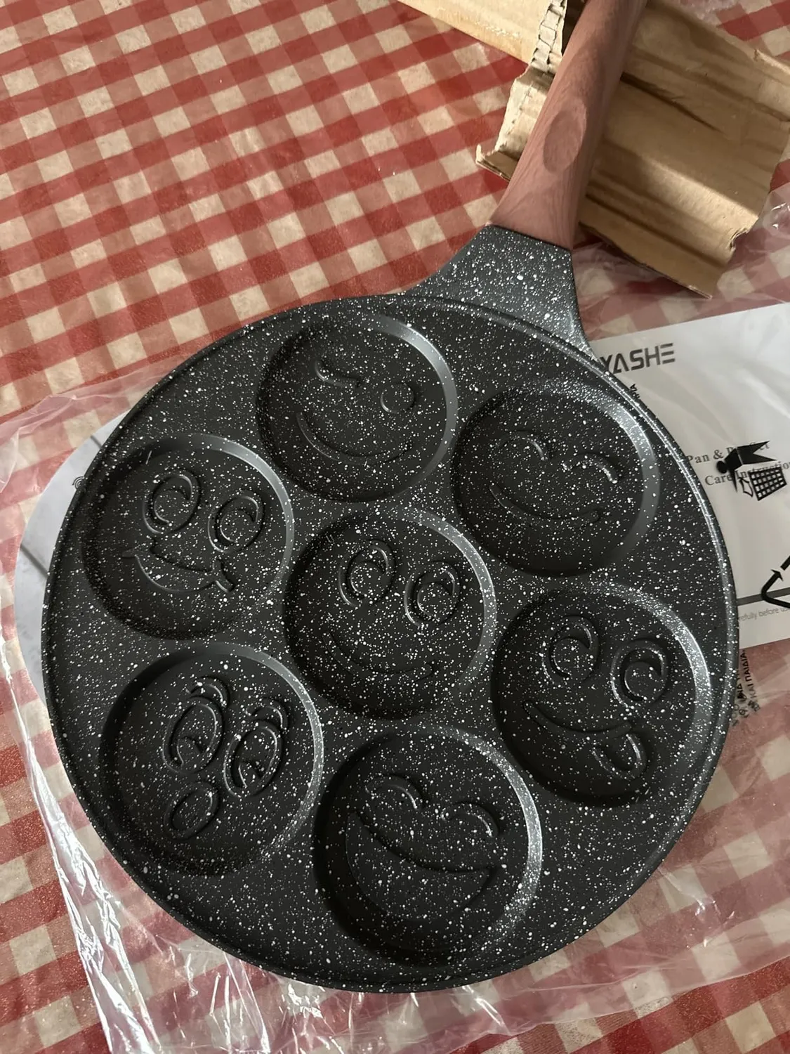 YASHE Smile Padella Pancake 7 Cavità Nero senza PTFE