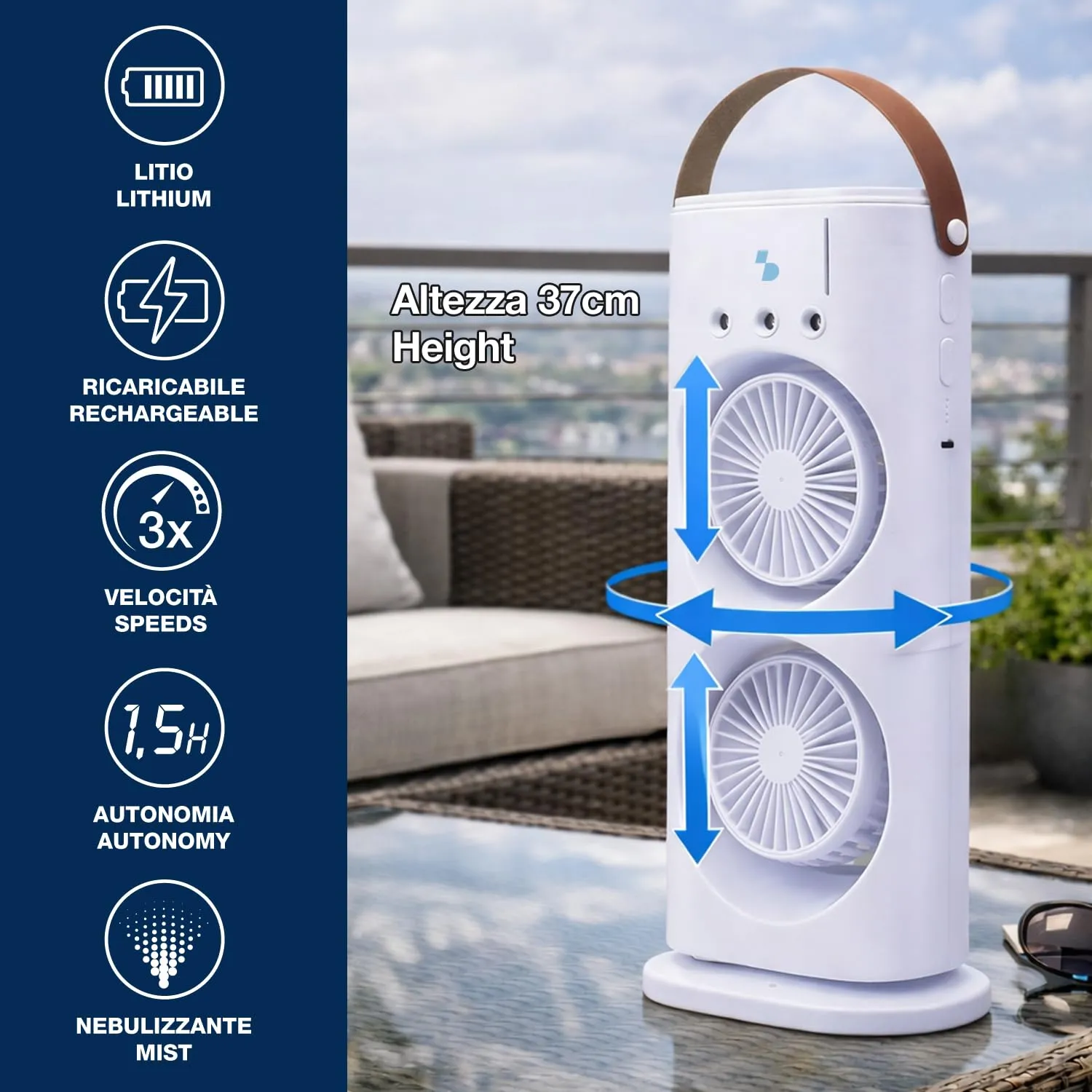 Beper P206VEN445 ventilatore tavolo nebulizzatore USB-C
