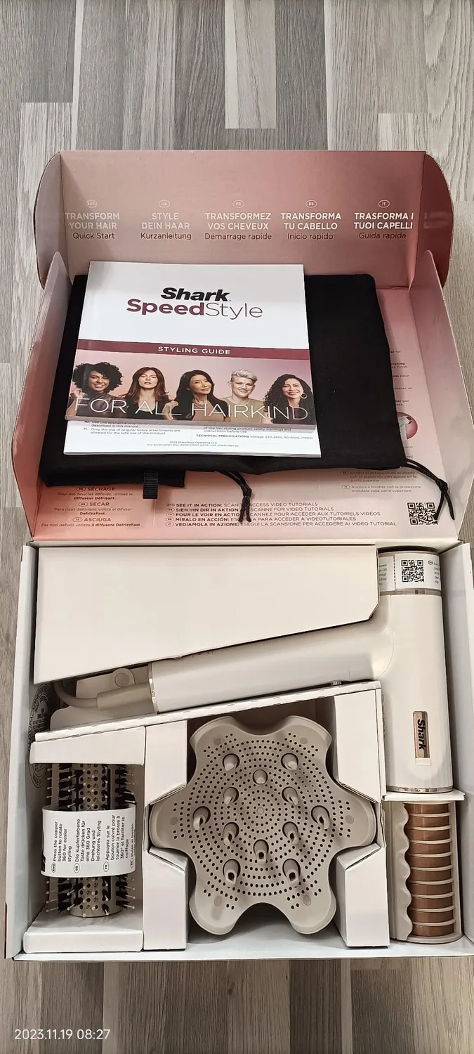 Shark SpeedStyle HD334EU phon bianco 5 styler lisci