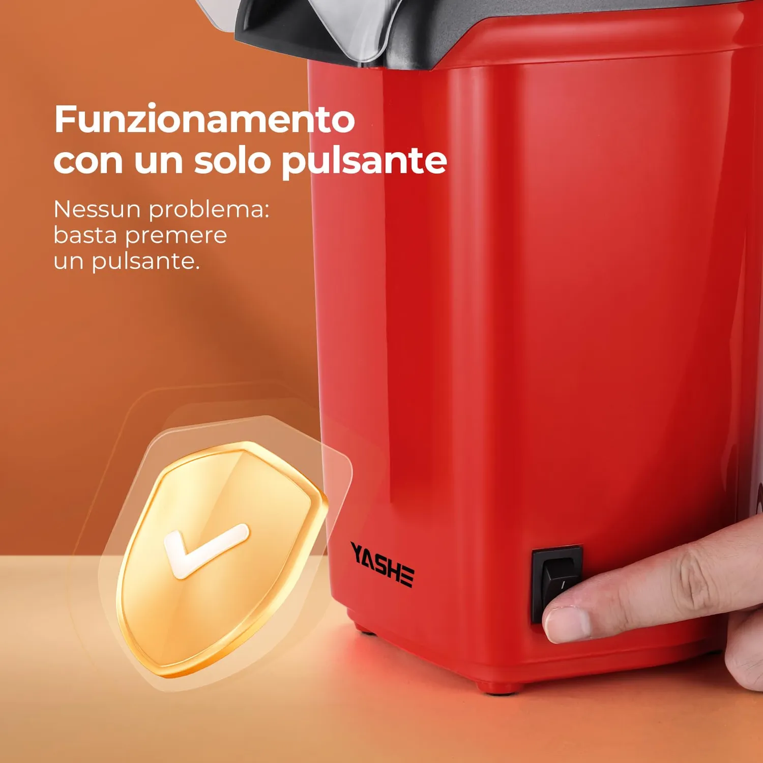 Yashe RH-927 macchina popcorn aria calda 1200W rossa