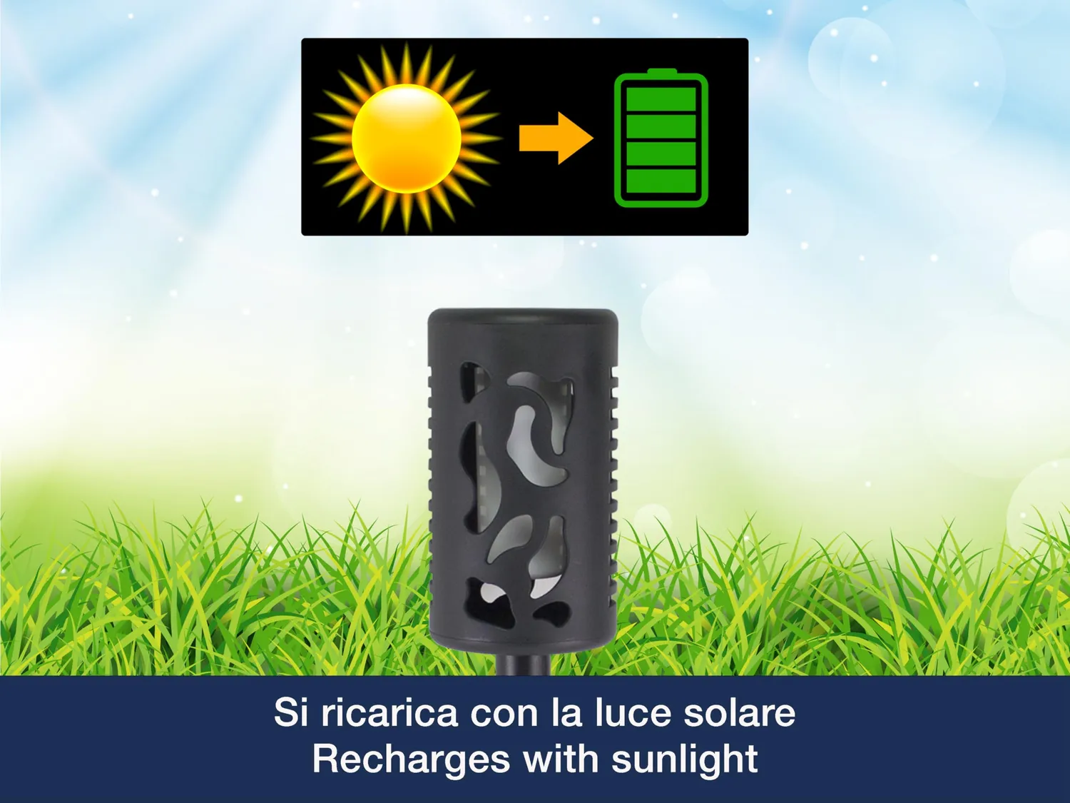 Beper P207ILO101 Luce Solare Effetto Fiamma 12 LED IP44