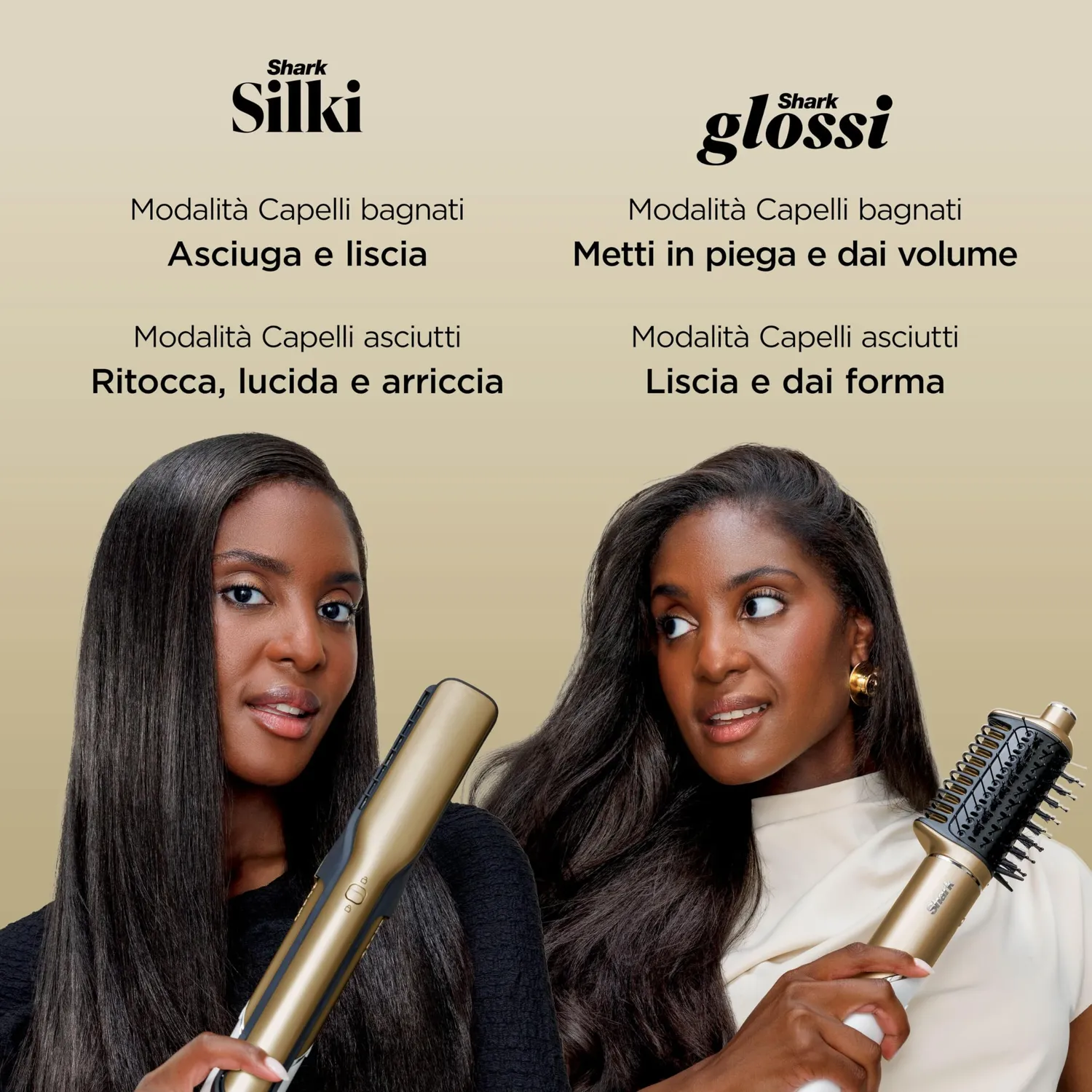 Shark Glam FlexStyle HD6041SEU Styler Oro 4 in 1 Ceramica