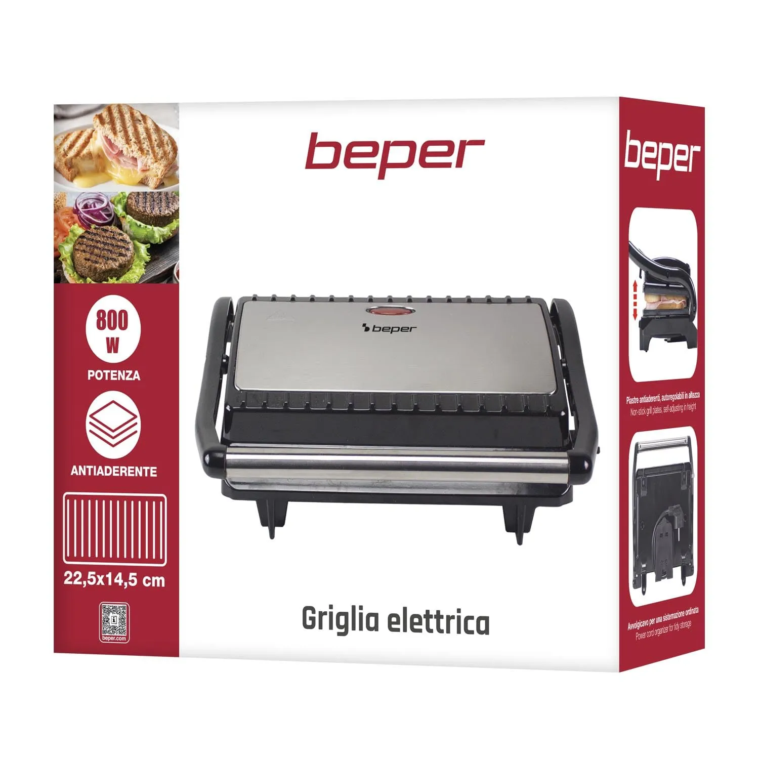 Beper P101TOS003 Griglia Elettrica Compatta Antiaderente