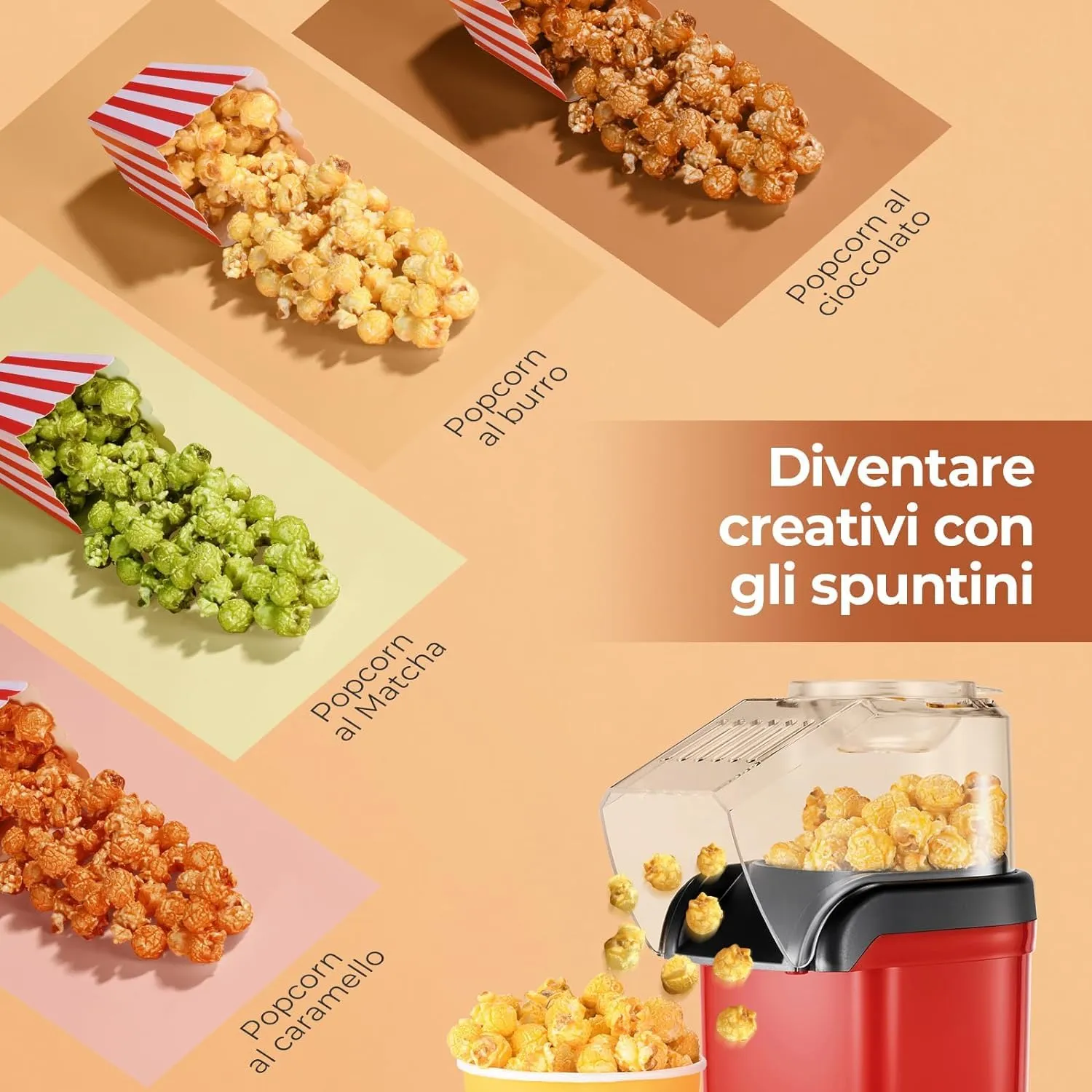 Yashe RH-927 macchina popcorn aria calda 1200W rossa
