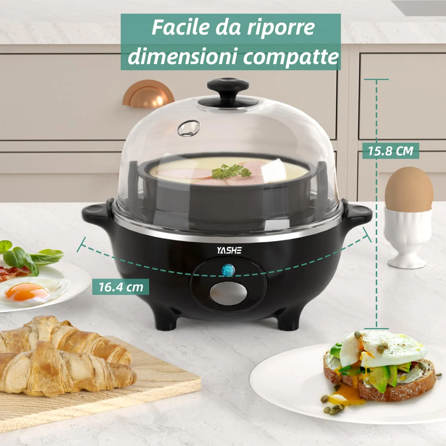 YASHE Cuociuova Elettrico 360W 7 Uova BPA Free