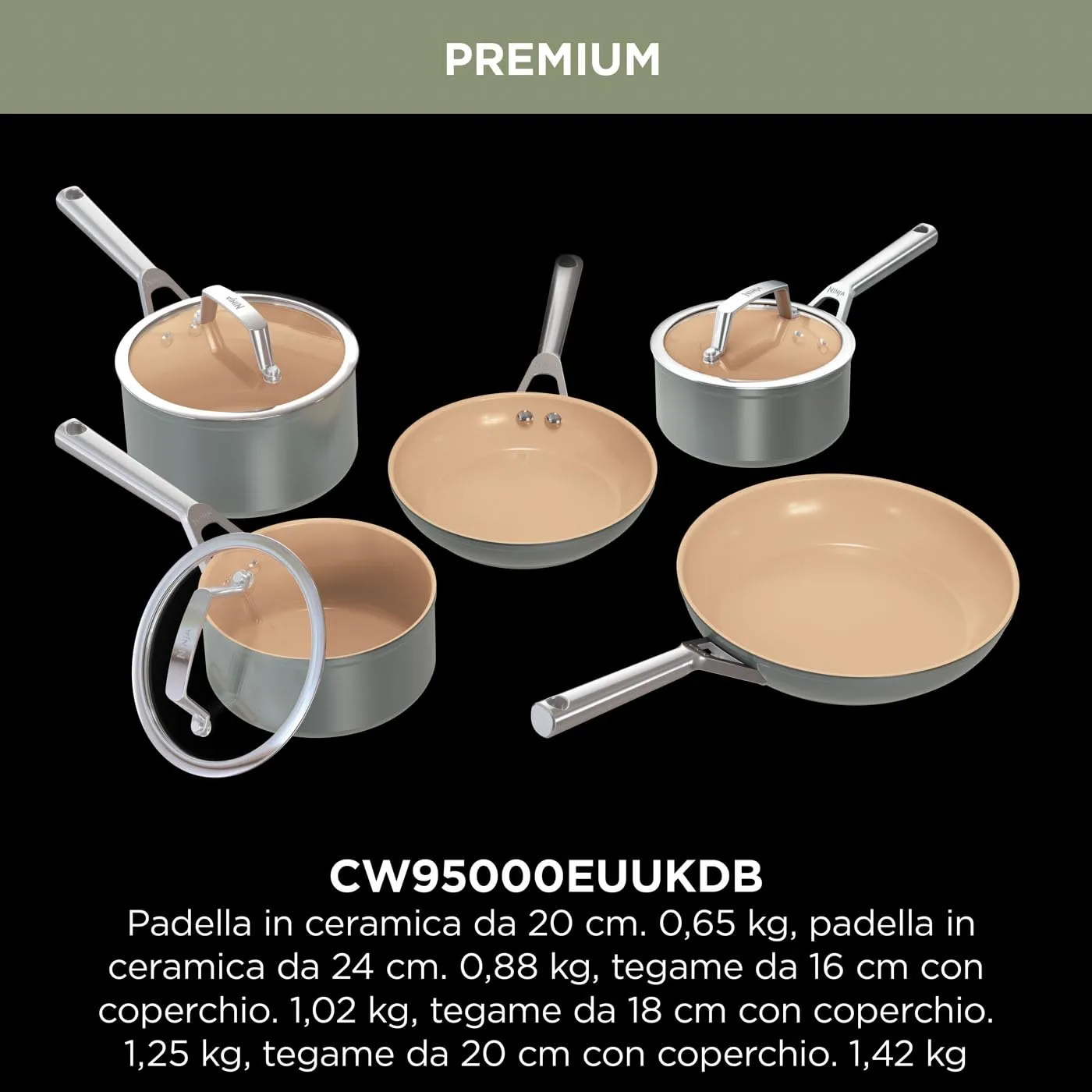 Ninja Extended Life set 5 pentole ceramica