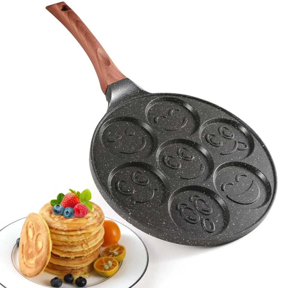 YASHE Smile Padella Pancake 7 Cavità Nero senza PTFE