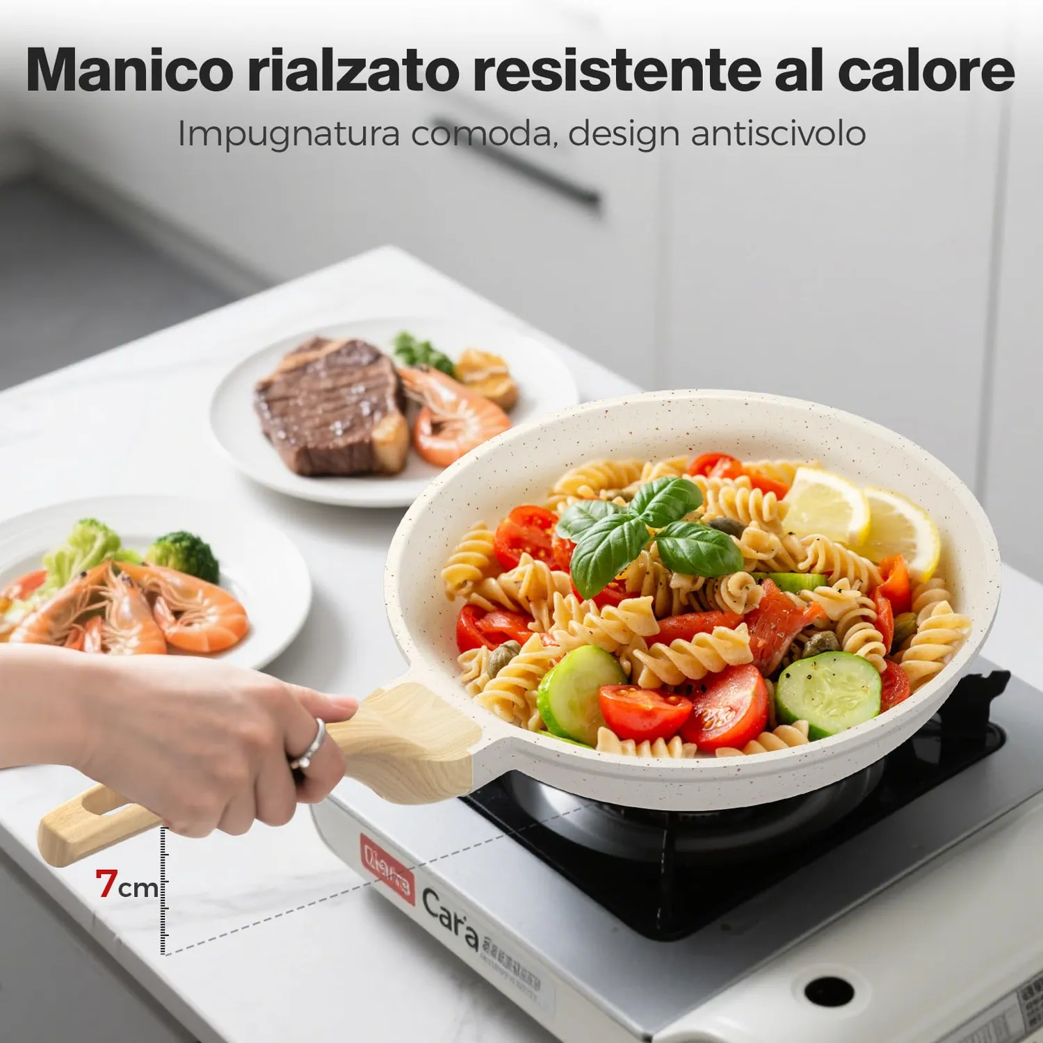 YASHE Padella Antiaderente 24 cm in Granito per Induzione