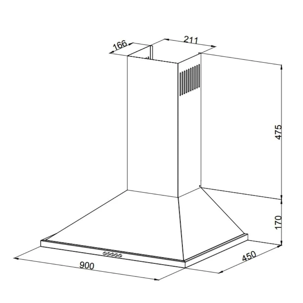 Samet Eolo90 Cappa Parete 90 cm Nera Piramide