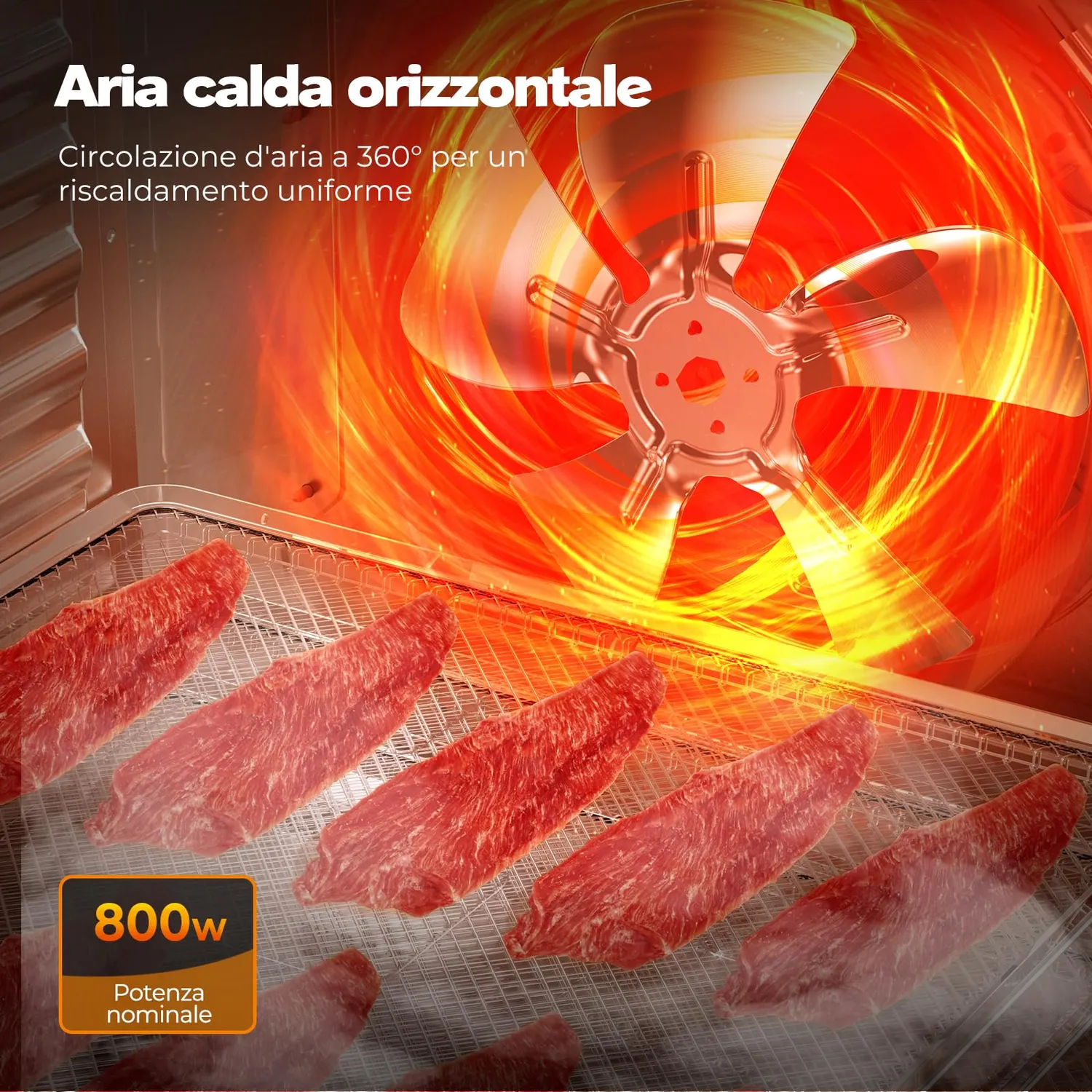 Yashe essiccatore alimentare 800W 9 vassoi inox 75°C