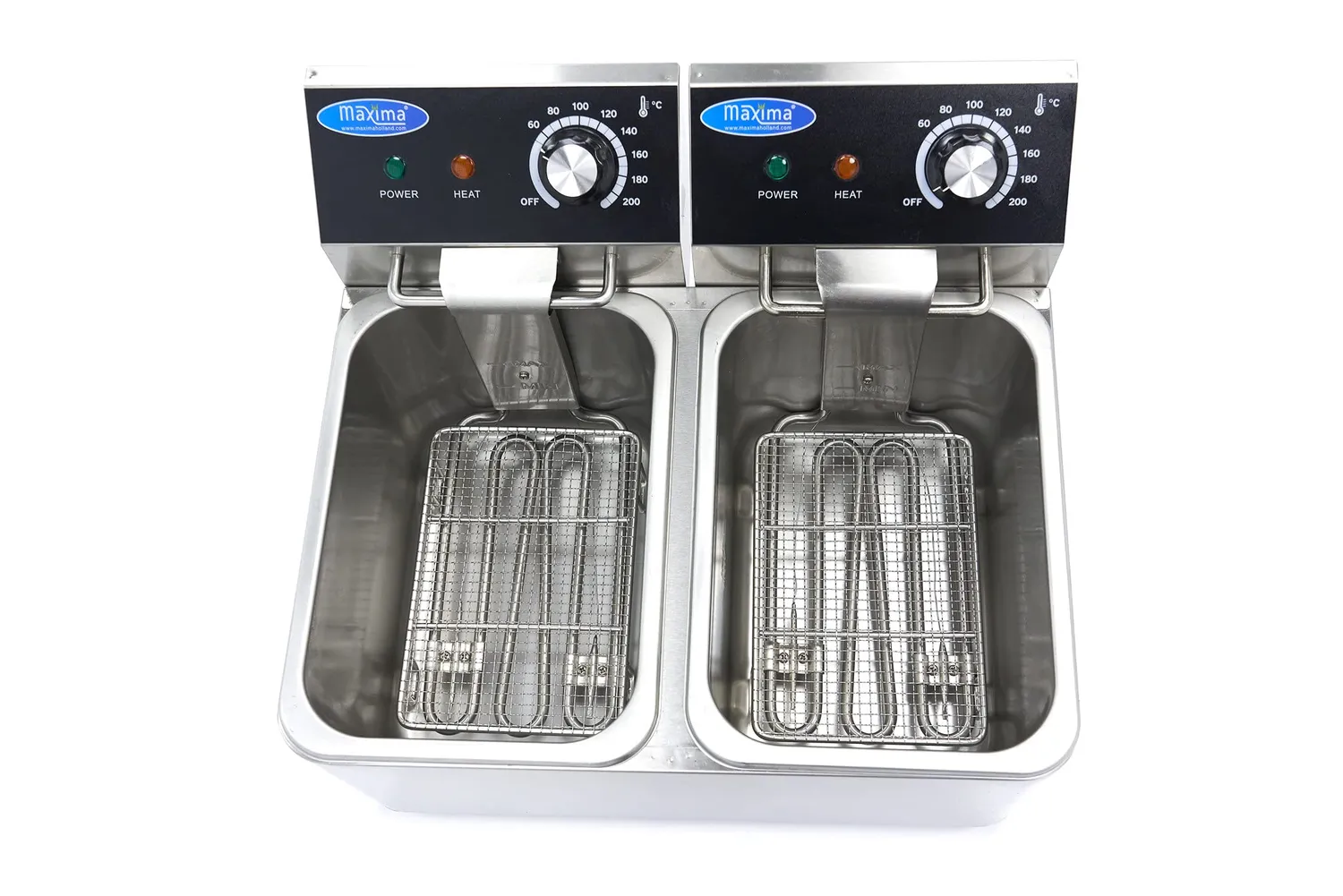 Pizza Maxima Gastro friggitrice doppia 2x4 L 2 cesti termostato