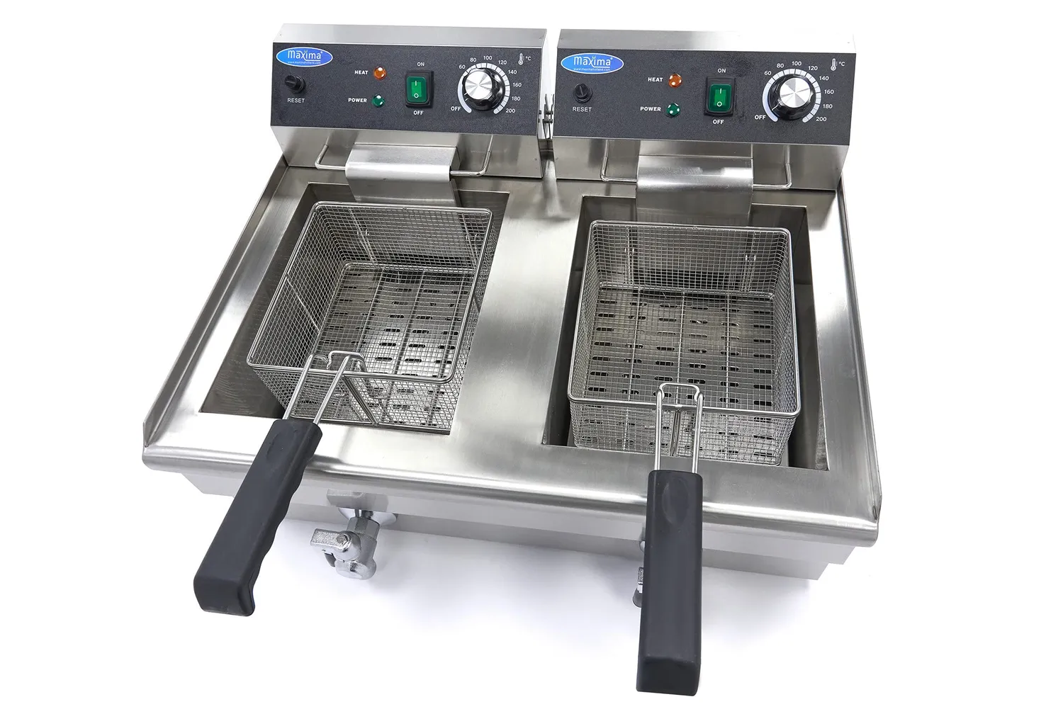 Maxima Friggitrice Elettrica 2x13L 2 Cestelli con Rubinetto