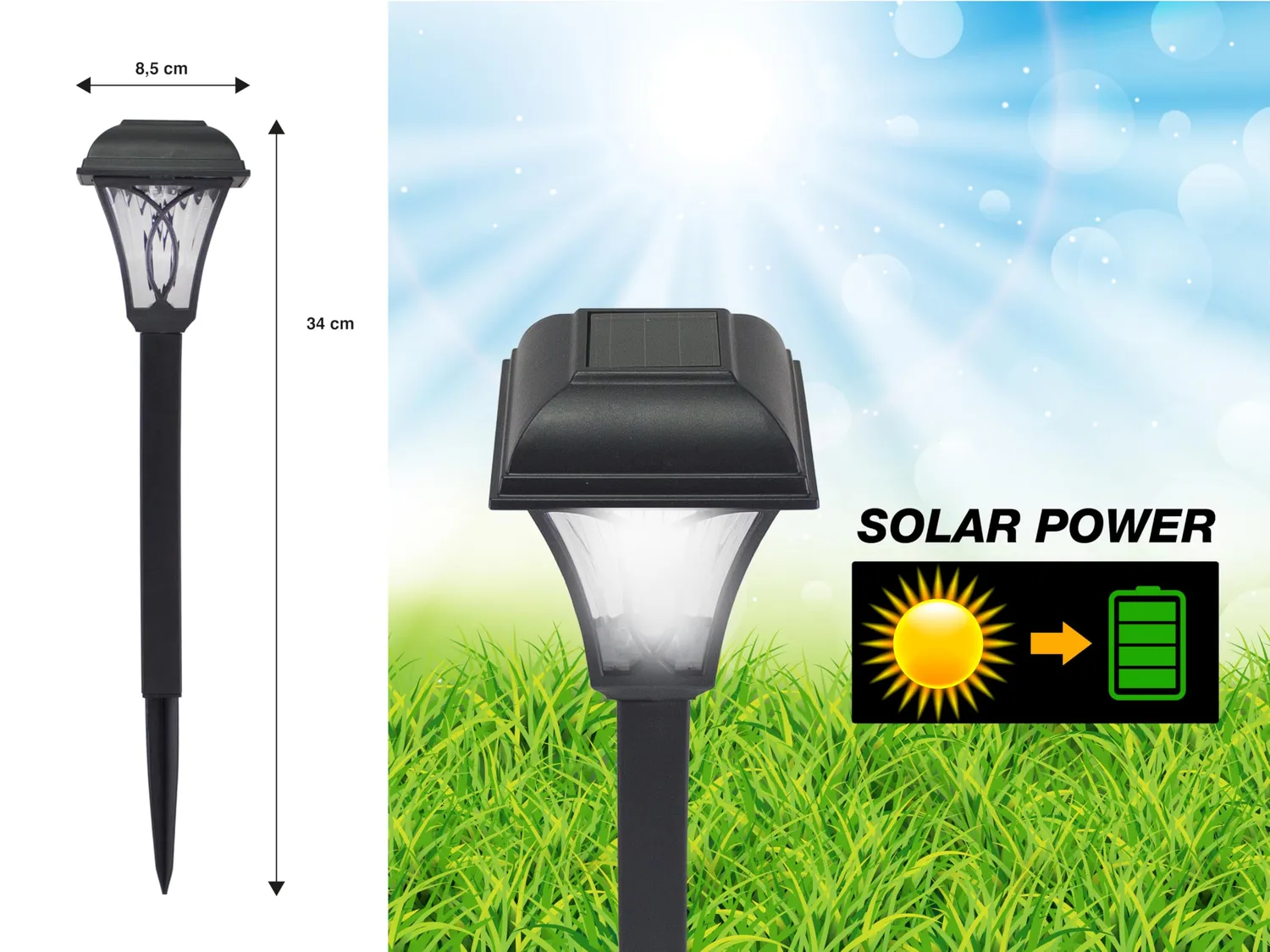 Beper P207ILO040 lampade solari giardino set 4 pezzi picchetto